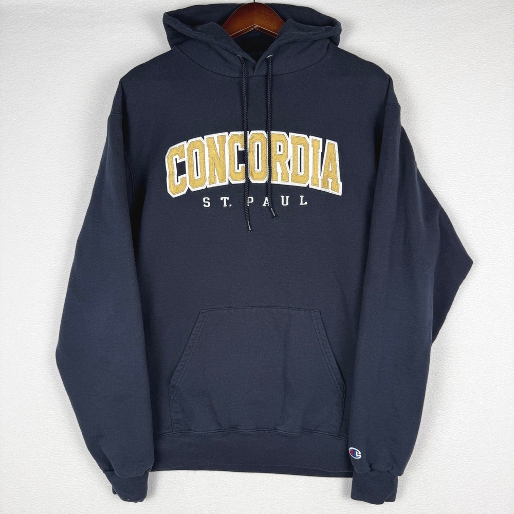 Concordia St Paul Champion Hoodie Mens Large Navy Blue Embroidered Sweatshirt